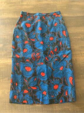 Tracy Reese Blue & Red Floral Pencil Skirt